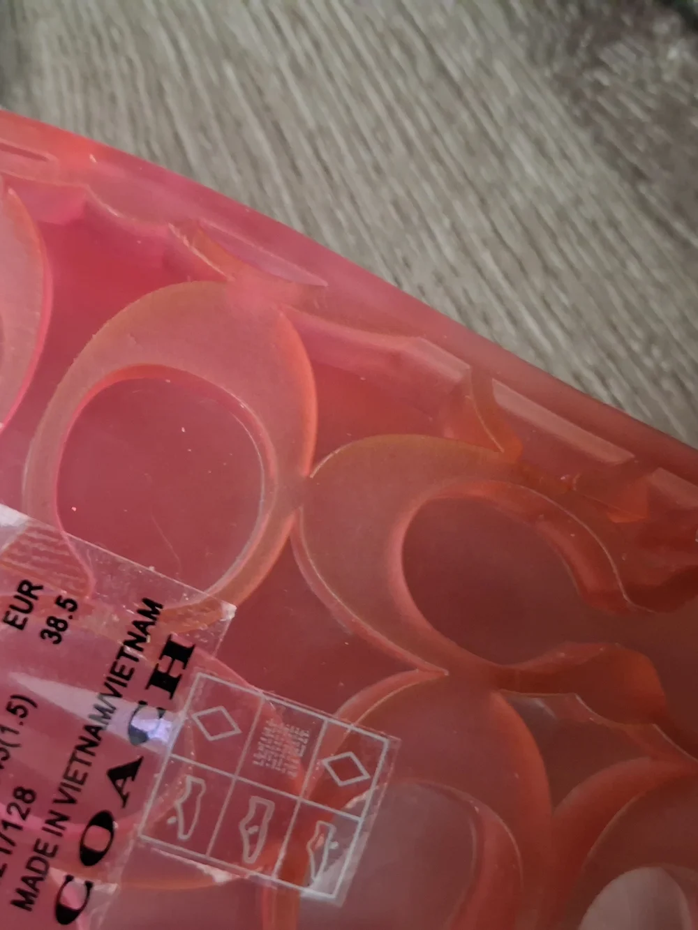 Coach Red Translucent Slide Sandals